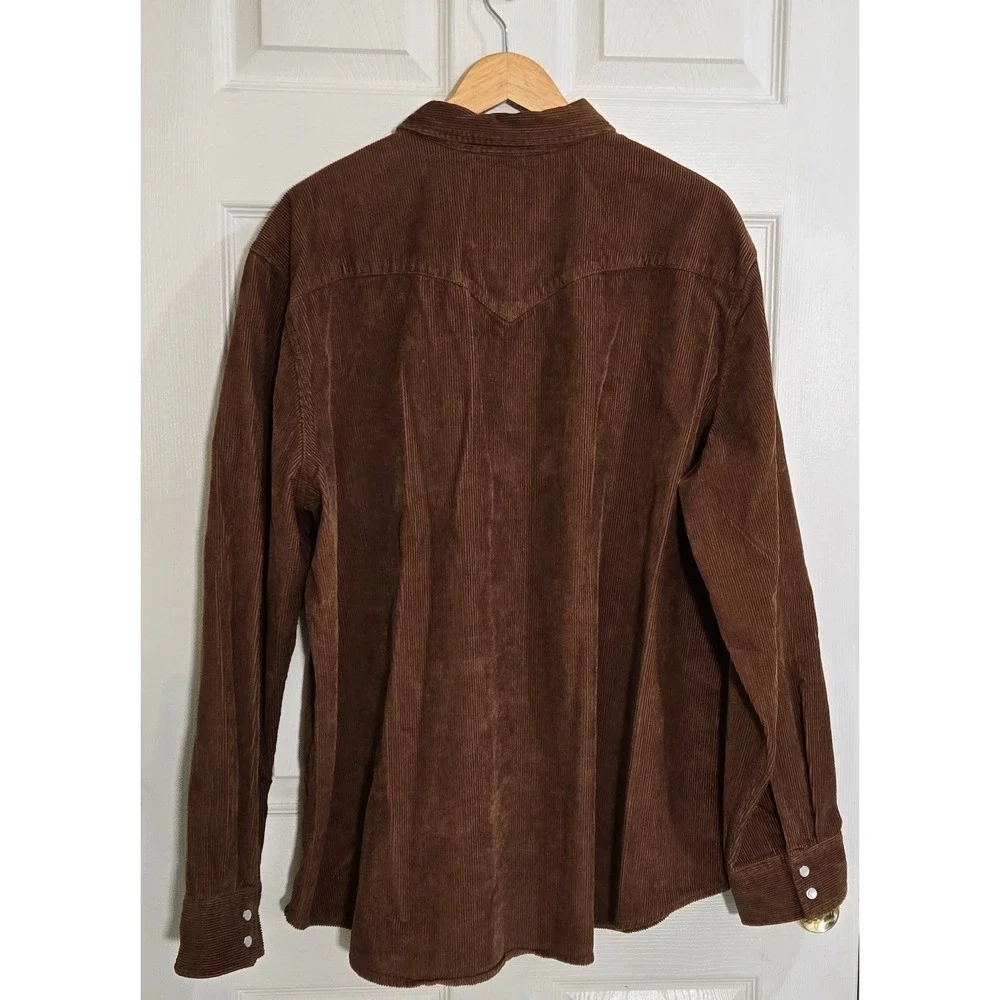 Levis The Western Brown Corduroy Pearl Snap Shirt Mens XXL 100% Cotton NEW